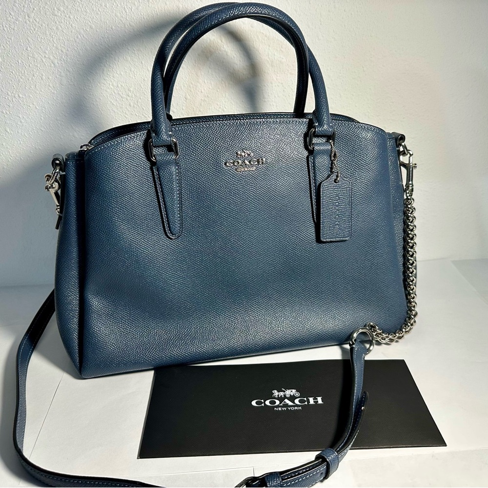 COACH Outlet: Blue Embossed Leather Purse w/Removable Adjustable Shoulder Strap